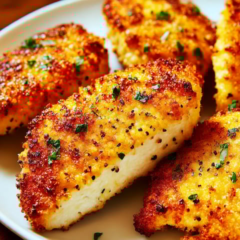 A plate of chicken with herbs on it.