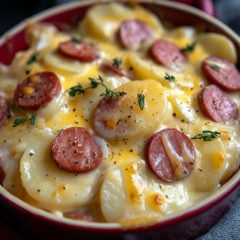 A close up of a delicious looking casserole with meat and potatoes.