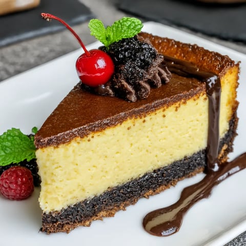 A slice of cheesecake with a cherry on top.