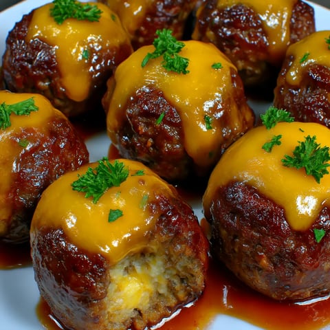 Cheesy stuffed meatloaf bites on a plate.
