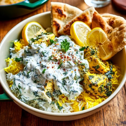 A bowl of food with rice, lemon, and other ingredients.