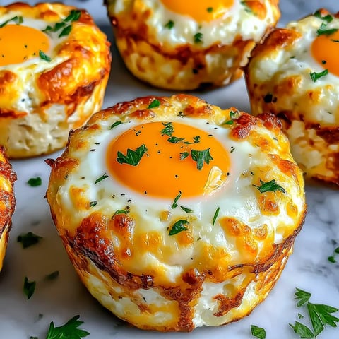 A plate of fluffy cottage cheese egg muffins.