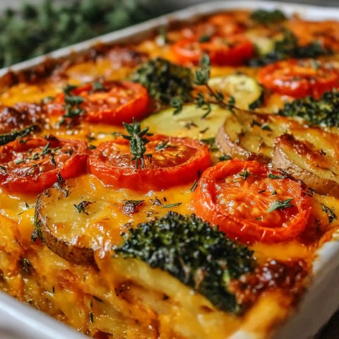 A dish with a variety of vegetables and cheese.