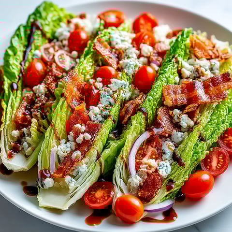 A plate of bacon and lettuce with blue cheese dressing.