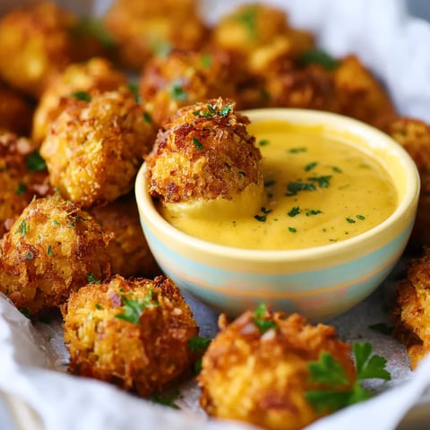 A bowl of baked popcorn chicken with a dipping sauce.