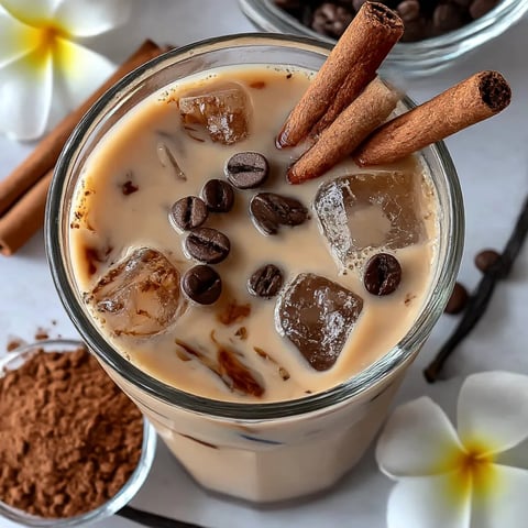 A glass of milk tea with cinnamon and vanilla flavors.