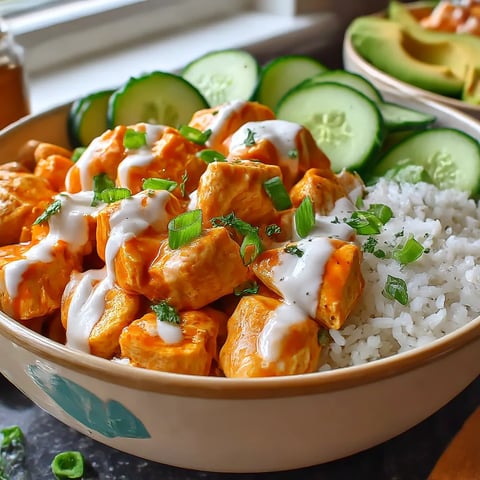A bowl of rice with chicken and vegetables.