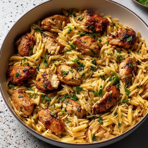 A bowl of chicken and pasta.