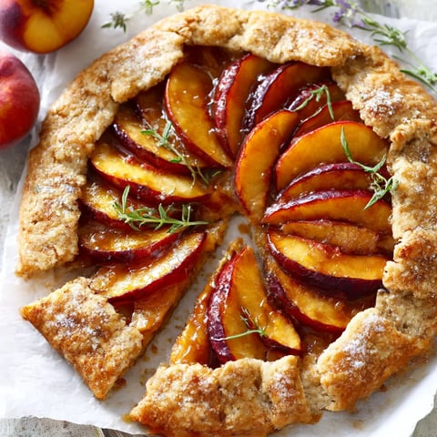 A slice of a peach galette.