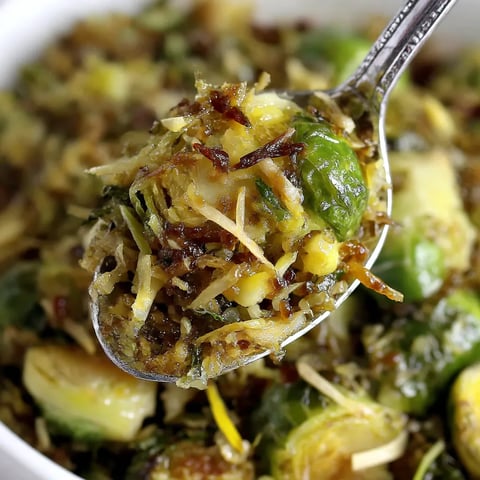 A spoonful of shredded brussels sprouts.