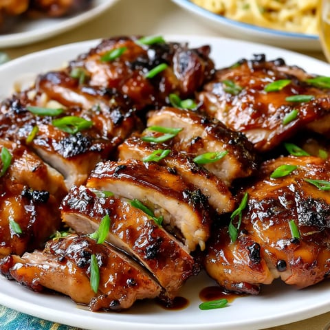 Grilled chicken thighs with a marinade.