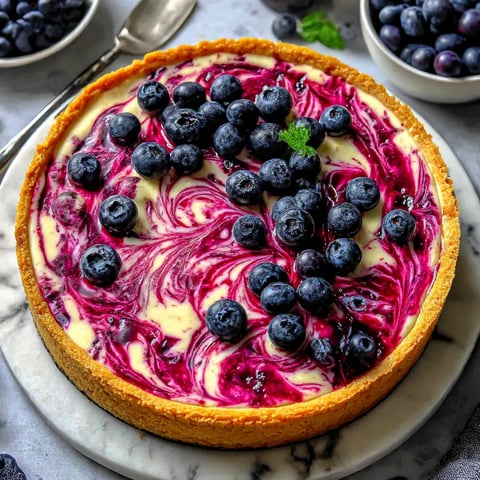 A slice of berry swirl cheesecake on a plate.