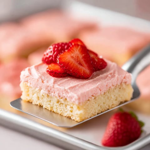 A slice of strawberry sugar cookie bars.