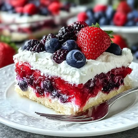 A slice of No Bake Summer Berry Lasagna.