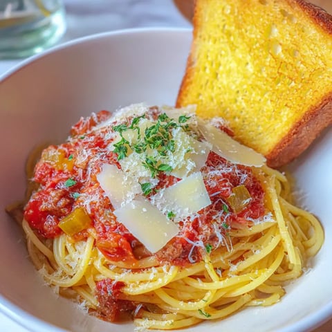 A bowl of pasta with cheese and herbs.