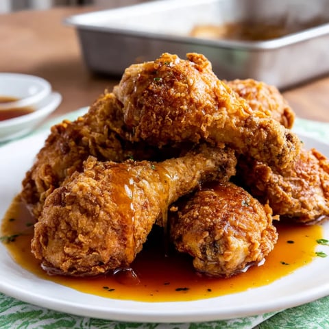 A plate of crispy fried chicken.