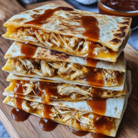 A stack of BBQ chicken quesadillas.