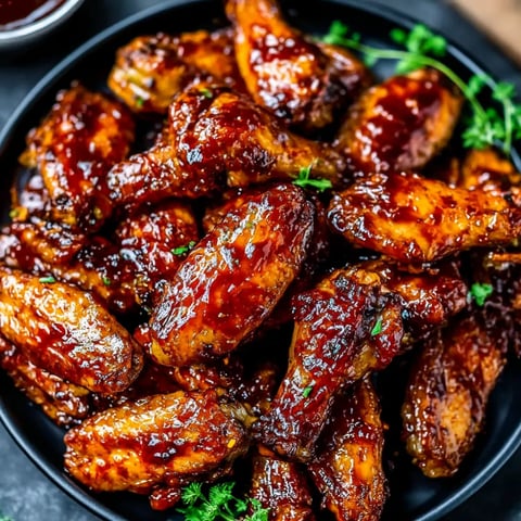 A plate of BBQ chicken wings.