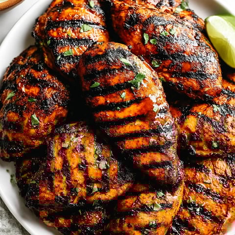 Grilled chicken breast with green herbs.