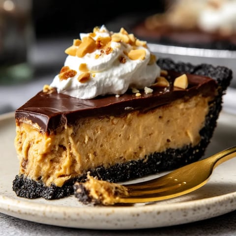 A slice of unbelievable peanut butter pie.