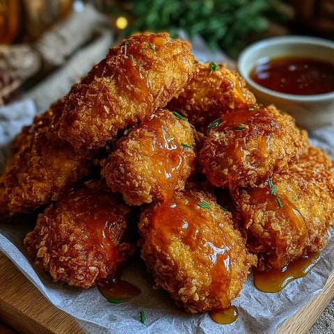A plate of hot honey chicken.