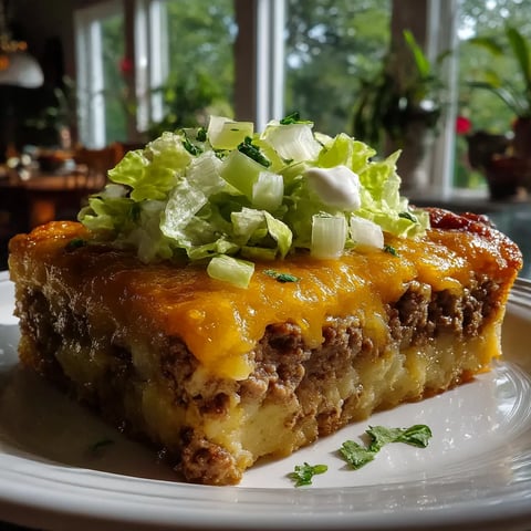 A delicious casserole with lettuce and cheese on top.