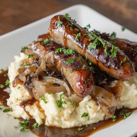 A plate of food with sausage and potatoes.