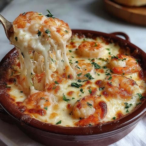 A bowl of shrimp and cheese.