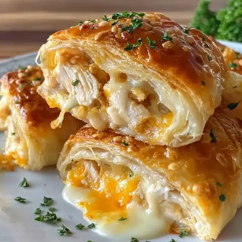 A plate of food with a pastry on top.