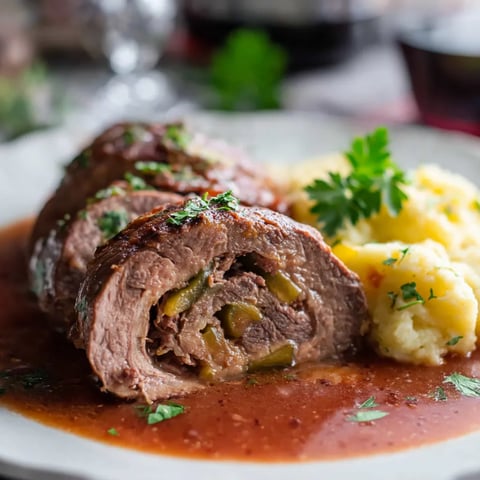 A plate of food with meat and potatoes.