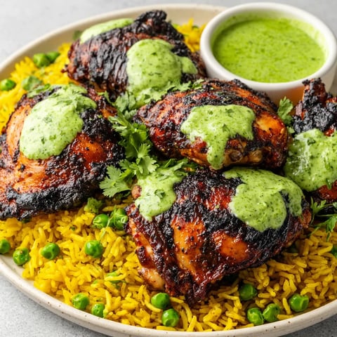 A plate of food with rice and chicken.