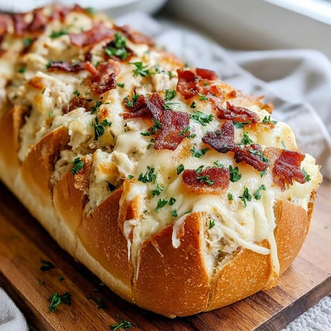 A sandwich with bacon and cheese on a wooden table.