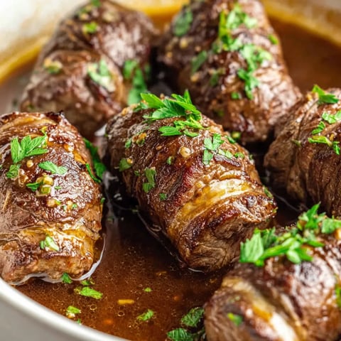 A bowl of meat with herbs and spices.