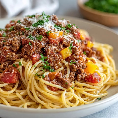 A bowl of spaghetti with meat sauce.