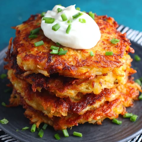 A stack of pancakes with a dollop of sour cream on top.