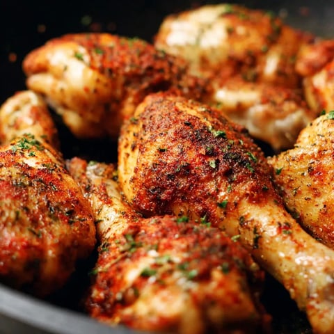 Eine Schüssel mit Chicken-Bruststücken, die mit Zwiebeln und Paprikapulver garniert sind.