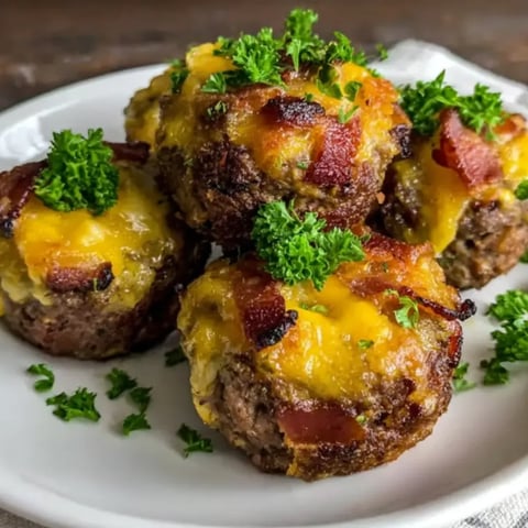 Bacon and cheese on a white plate.