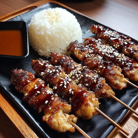 A plate of food with rice and meat on it.