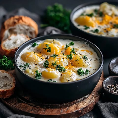 A bowl of soup with vegetables and a piece of bread.