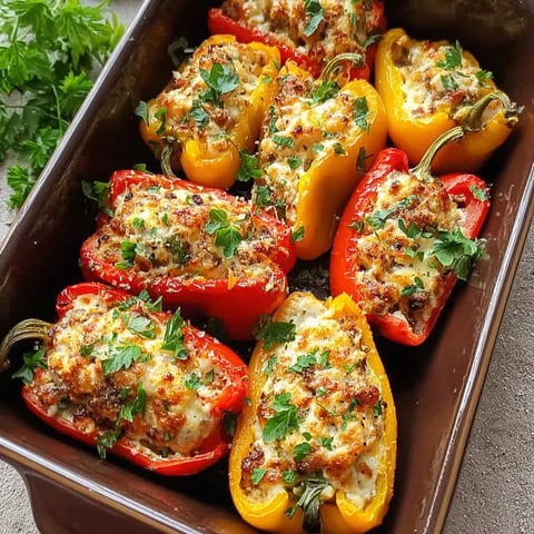 A bowl of peppers with cheese.
