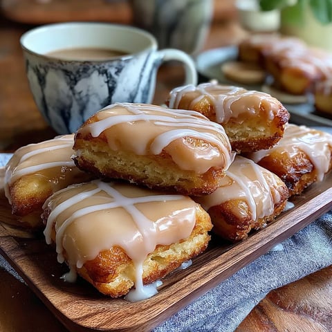 A plate of doughnuts with glaze.