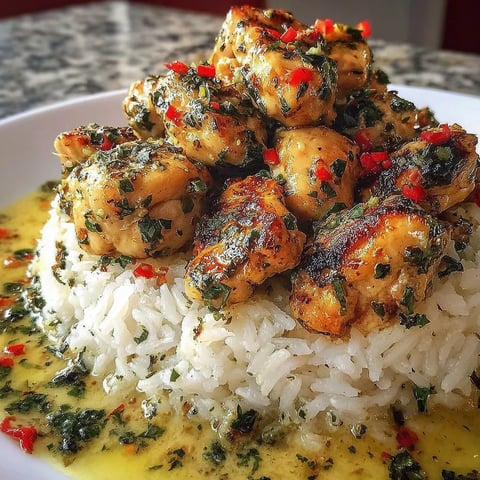 A plate of rice and chicken.