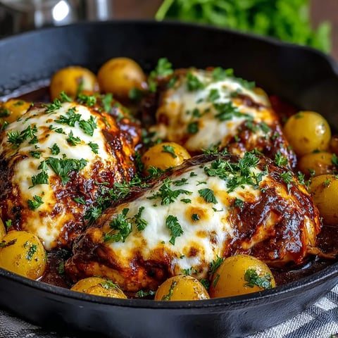 A pan of food with potatoes and meat.