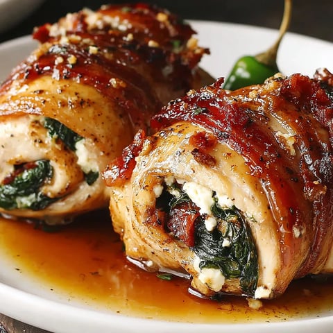 Two pieces of meat with cheese and peppers on a plate.