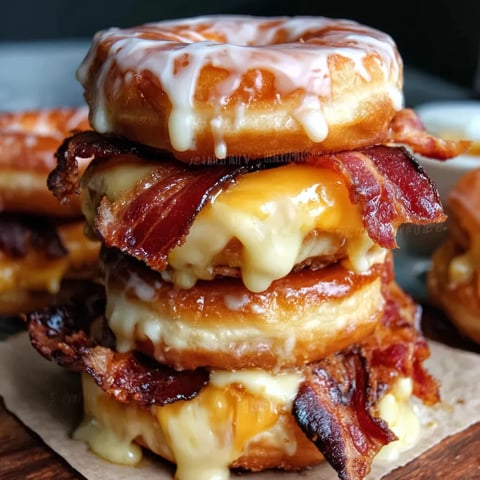 A stack of bacon and cheese sandwiches.