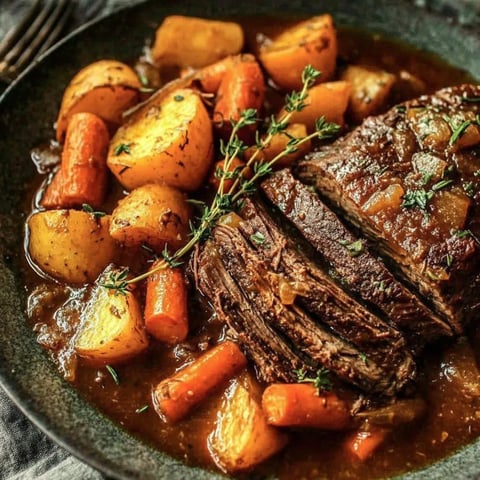 A plate of meat and vegetables.