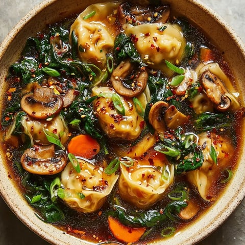 A bowl of soup with mushrooms and carrots.